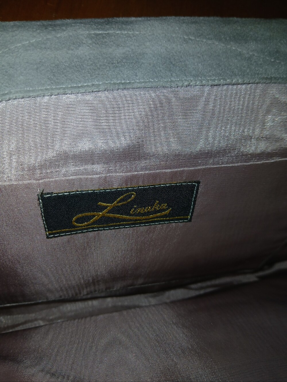 Vintage Quilted Gray Suede Shell Clutch w/ Chain - Picture 6 of 9